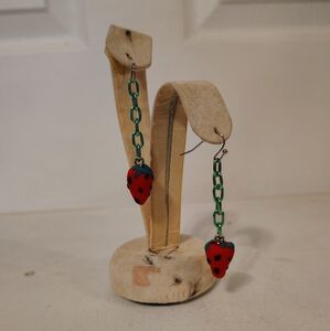 Handmade Strawberry Clay Earrings 🍓